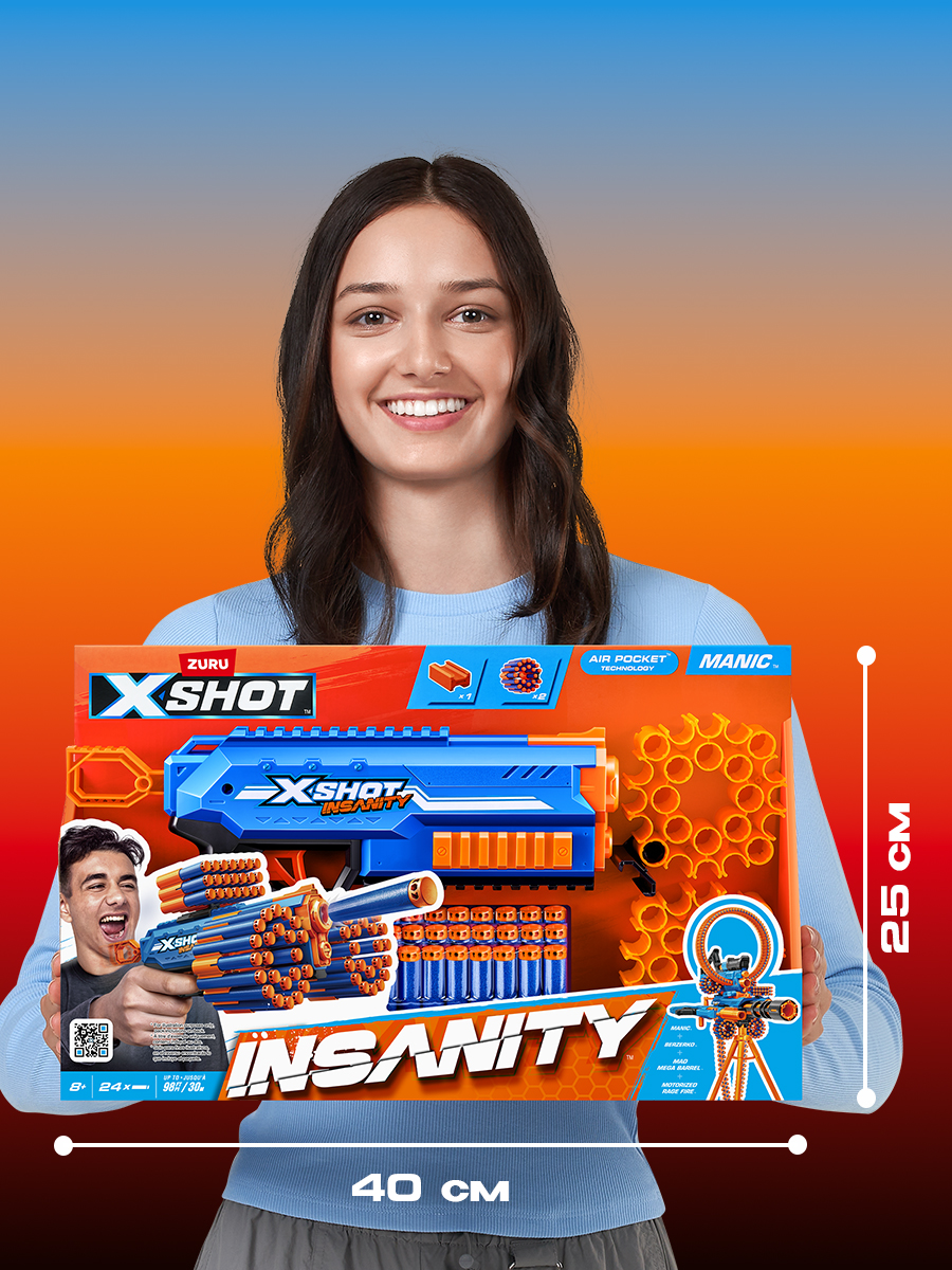 Бластер Zuru XSHOT Insanity Manic бластер и 24 стрелы - фото 11