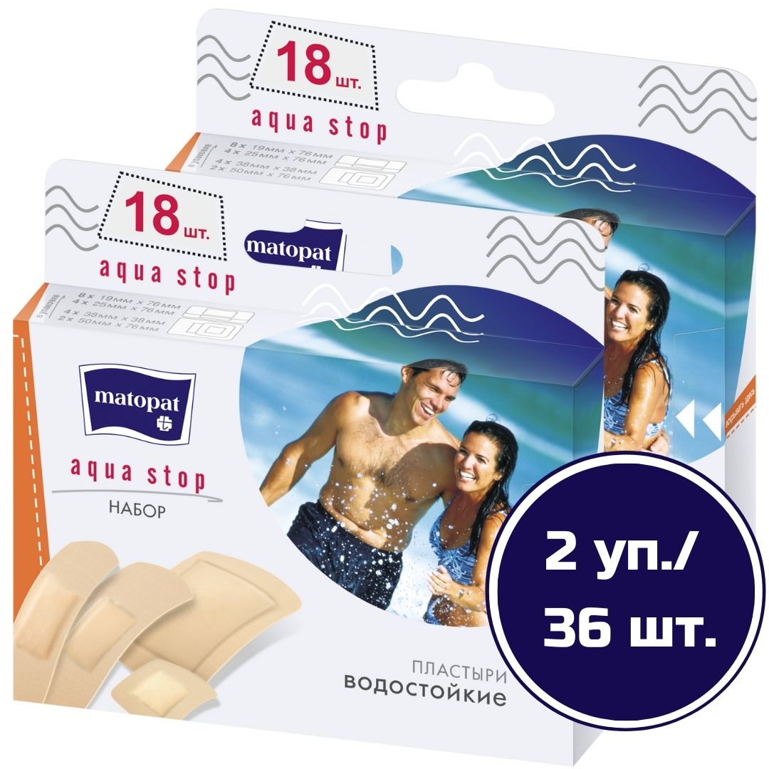 Пластыри кометические Matopat Aqua Stop 2 упаковки по 18 шт - фото 1