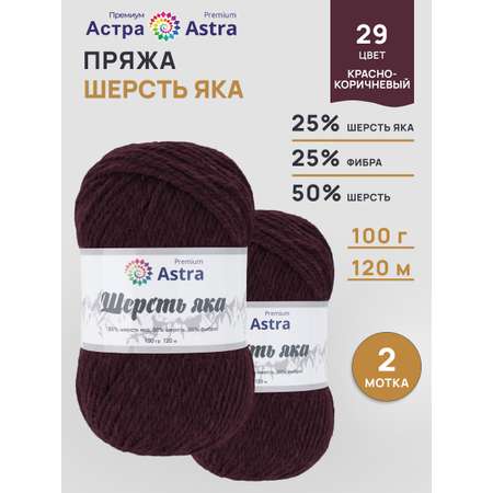 Пряжа для вязания Astra Premium красно-коричневый 100г 120м 2шт