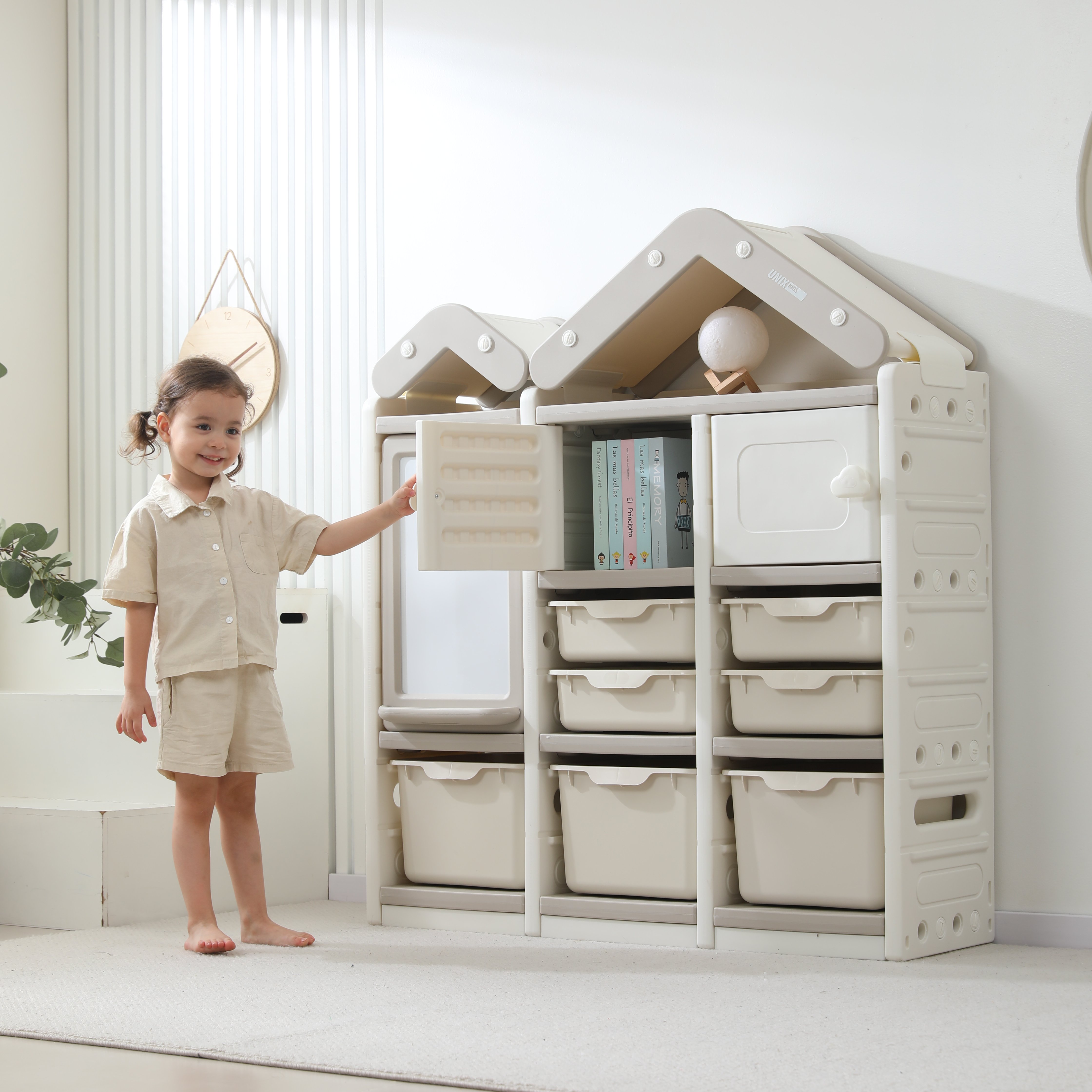 Стеллаж для игрушек UNIX Kids House 9 ящиков Grey - фото 13