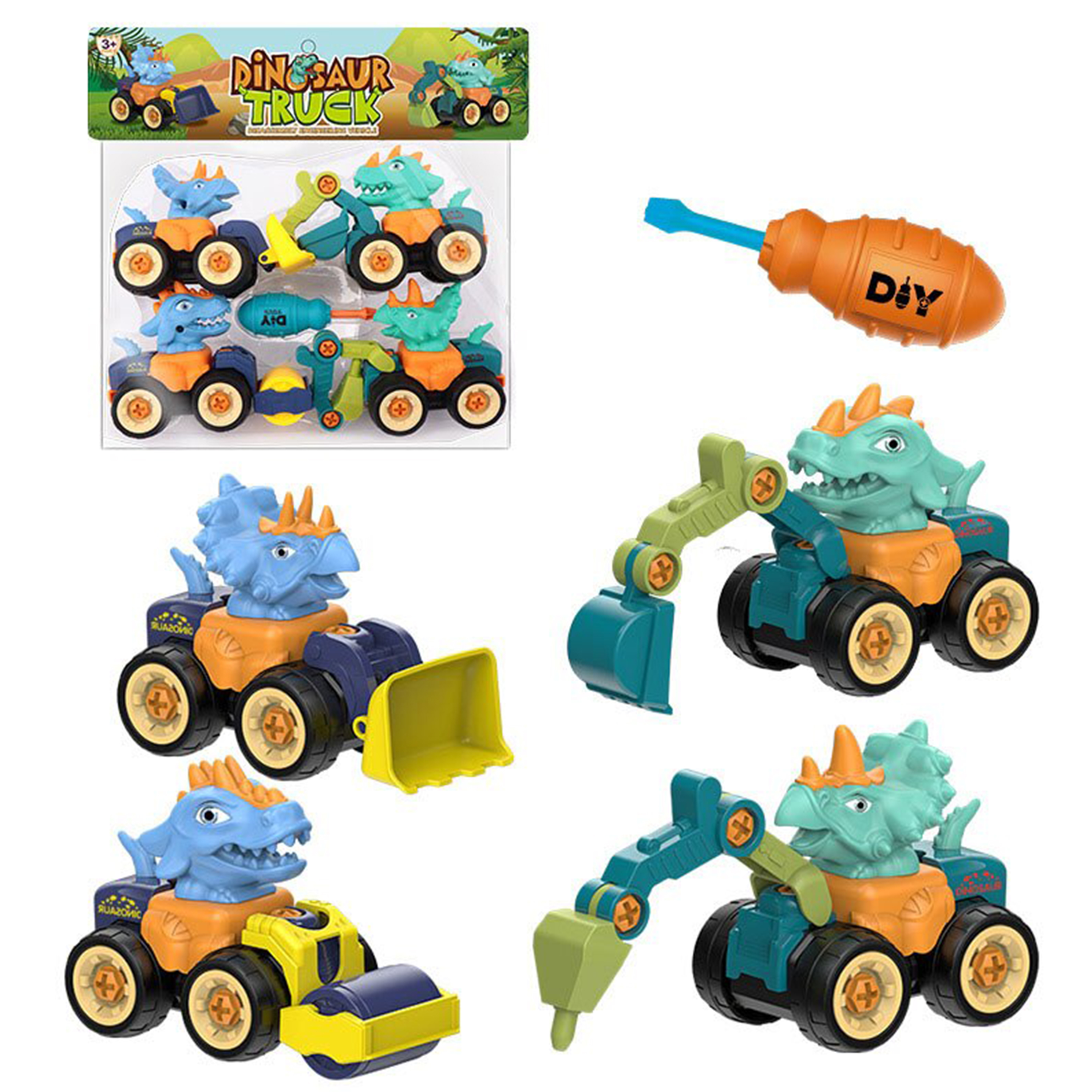 Конструктор SHARKTOYS Машинки с динозаврами мягкий - фото 5