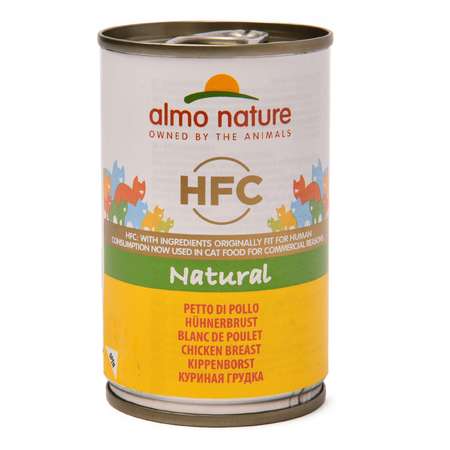 Корм влажный для кошек ALMO NATURE 140г Classic куриная грудка консервированный