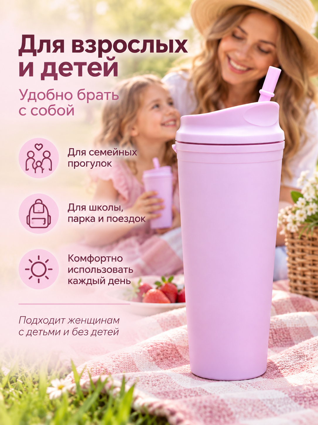 Поильник с трубочкой iLikeGift с трубочкой непроливайка 700 мл - фото 6