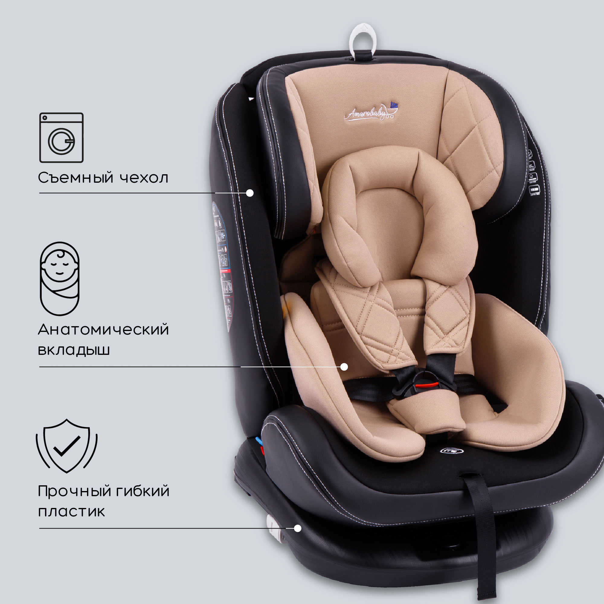 Автокресло Amarobaby ST-3 Isofix 0+/1/2/3 (0-36 кг) - фото 15