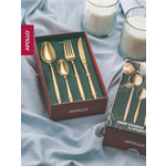 Набор столовых приборов APOLLO 16 предметов, золотой, матовые