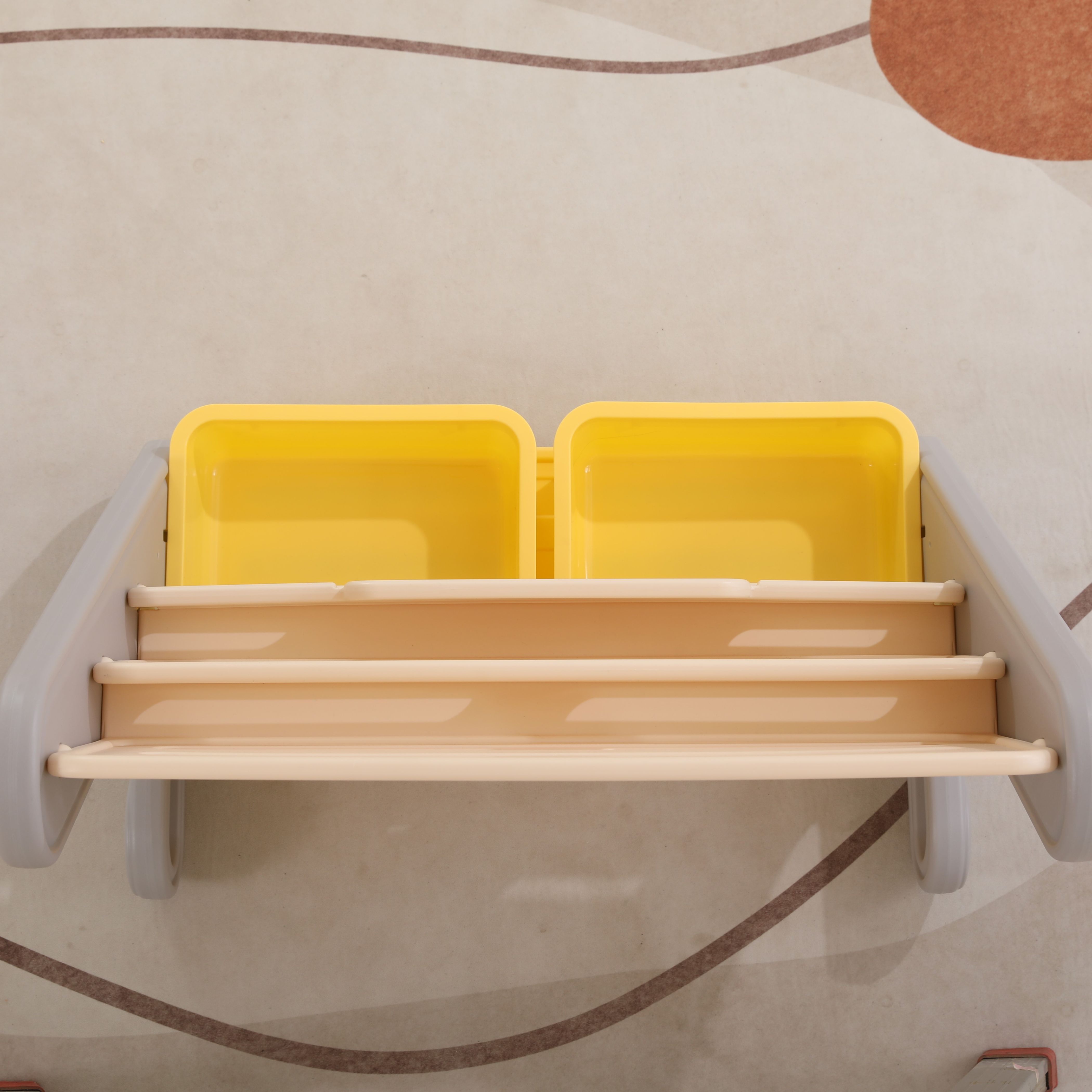 Стеллаж для книг UNIX Kids Yellow для хранения игрушек детский из пластика 2 полки + 2 ящика - фото 10