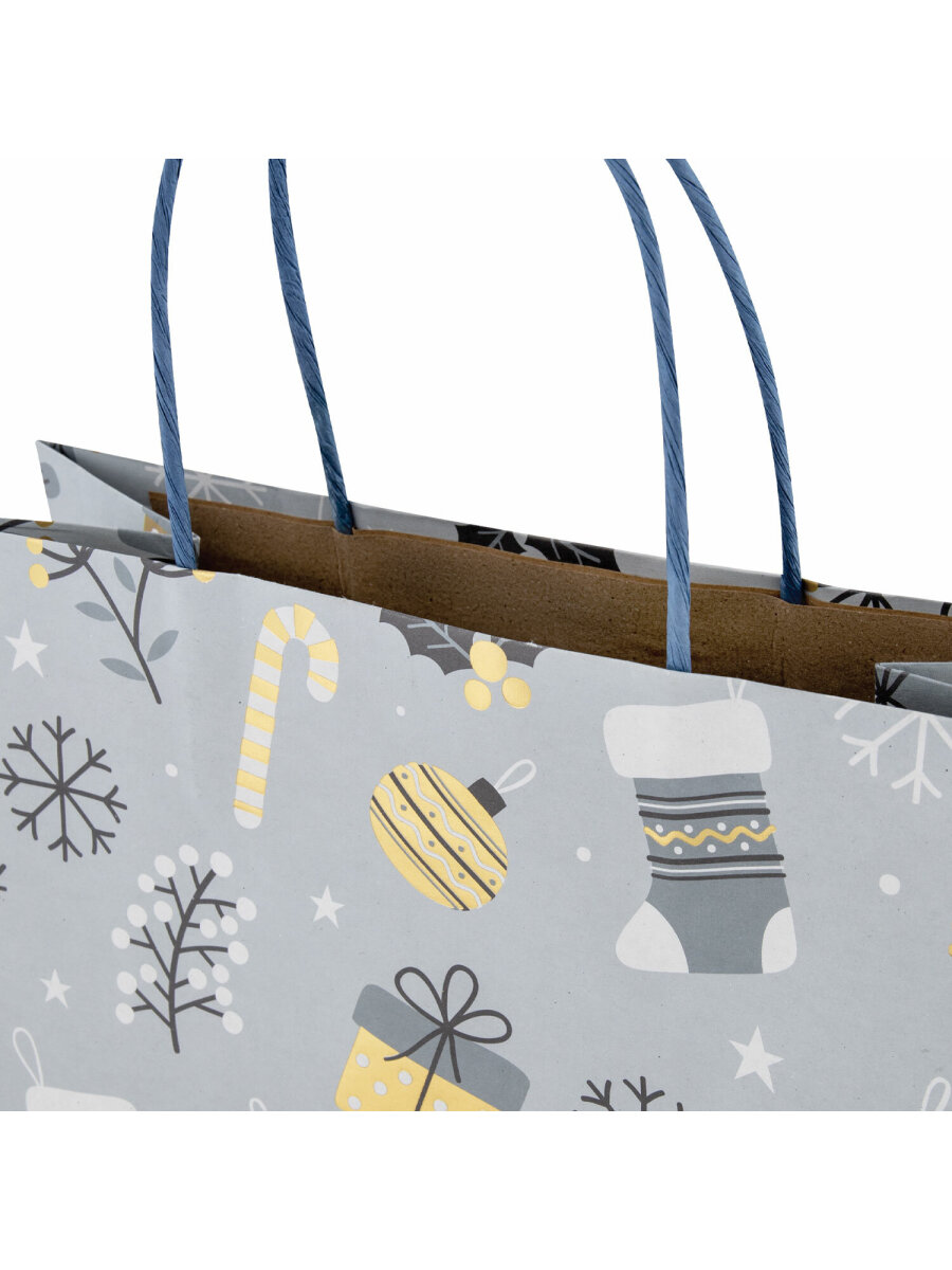 Пакеты новогодние подарочные Золотая сказка набор 4 штуки Kraft Large - фото 10