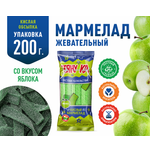 Мармелад жевательный Тяну-ка в форме ленточек со вкусом зеленого яблока в кислой обсыпке 200г