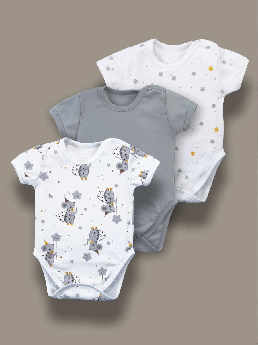 Боди 3 шт ШВЕЙНЫЕ ИСТОРИИ бодимыши_кор - фото 1