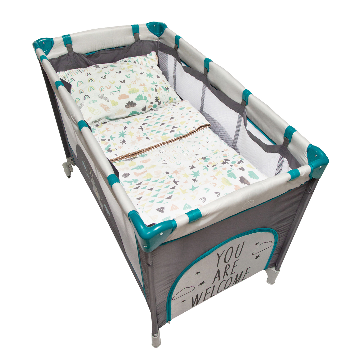 Манеж-кровать AmaroBaby Multiform Hello Bear прямоугольный серый AMARO-26MHB-Se - фото 12