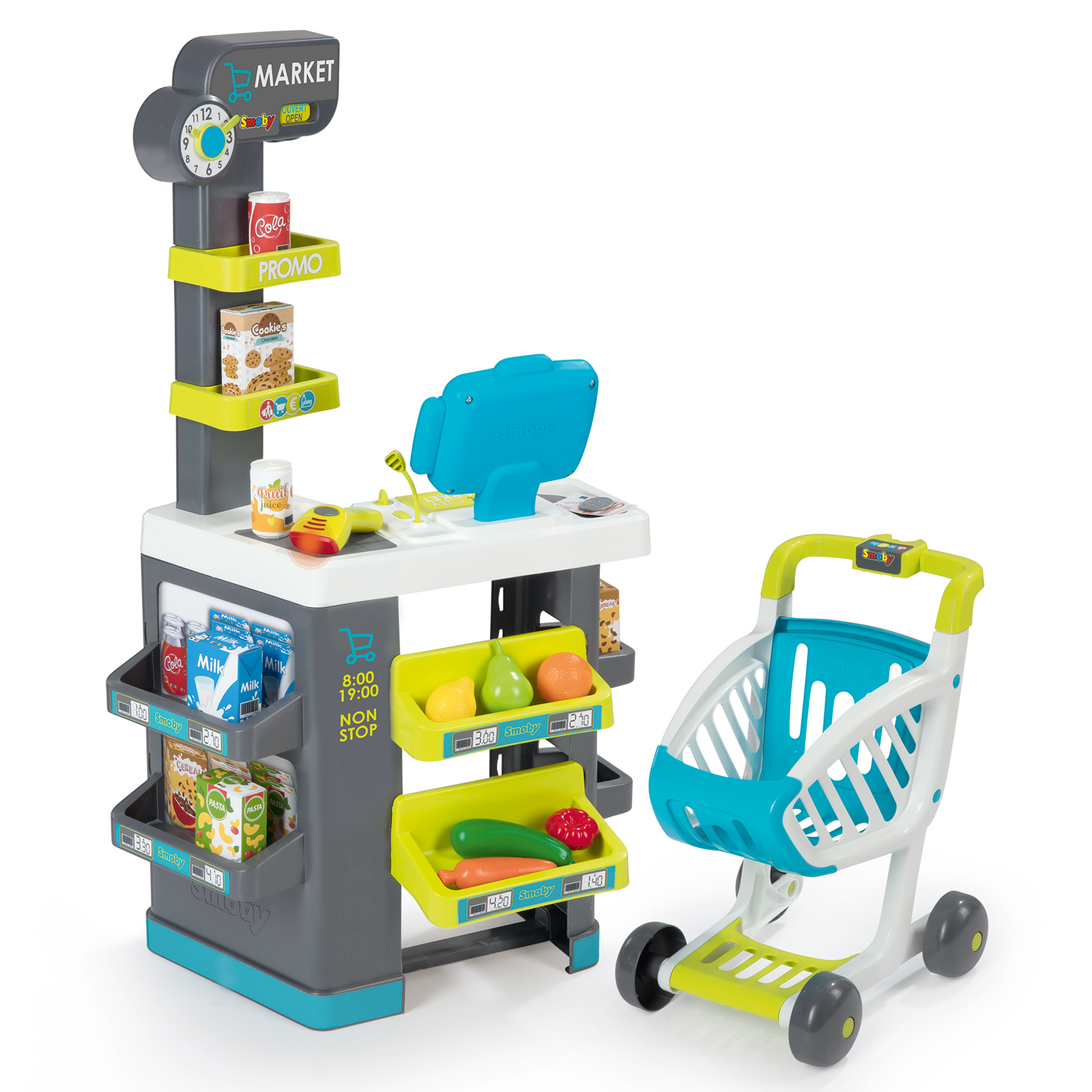 Игровой набор Smoby тележки и корзинки, касса, продукты - фото 1