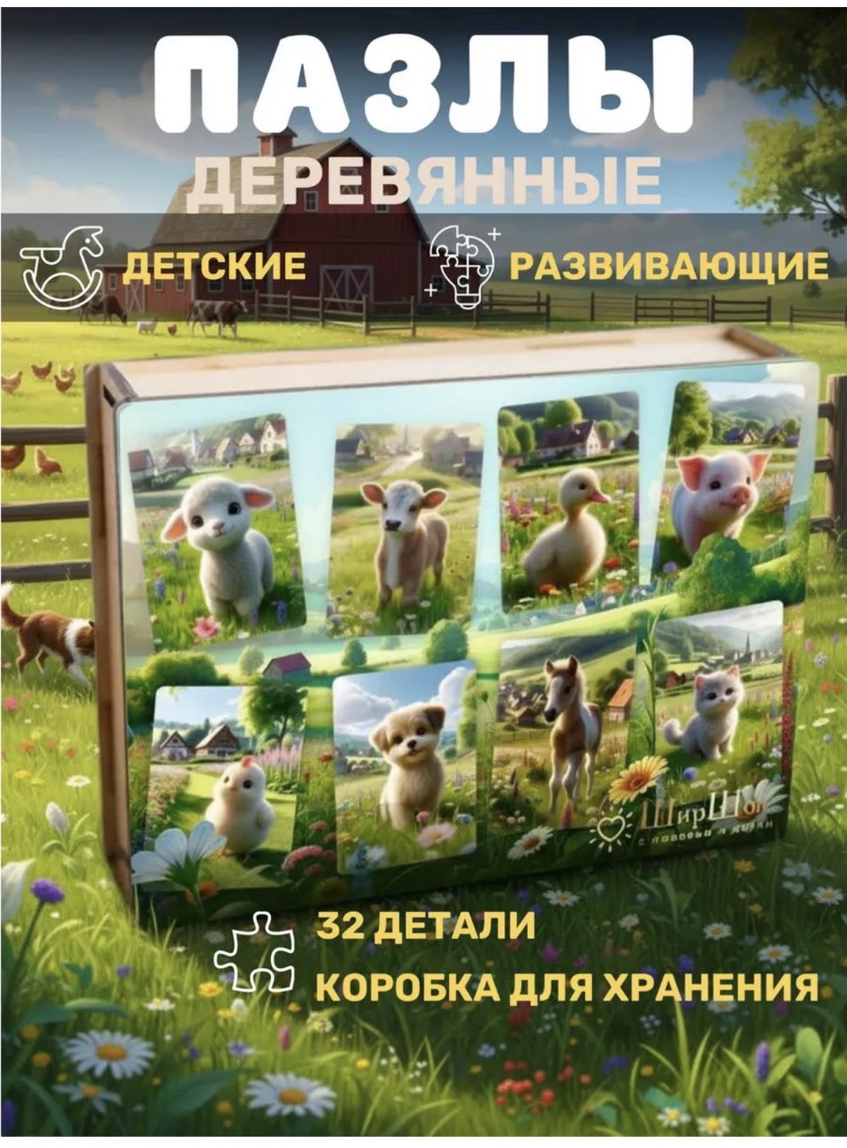 Пазл деревянный ШирШок Домашние животные - фото 1