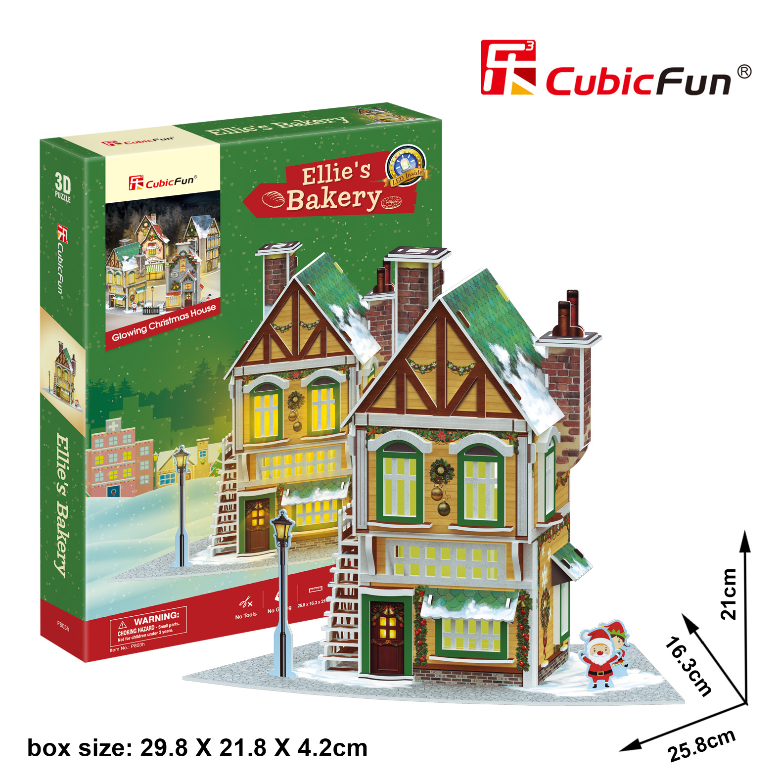 Пазл 3D CubicFun Новогодняя пекарня LED-свет - фото 6