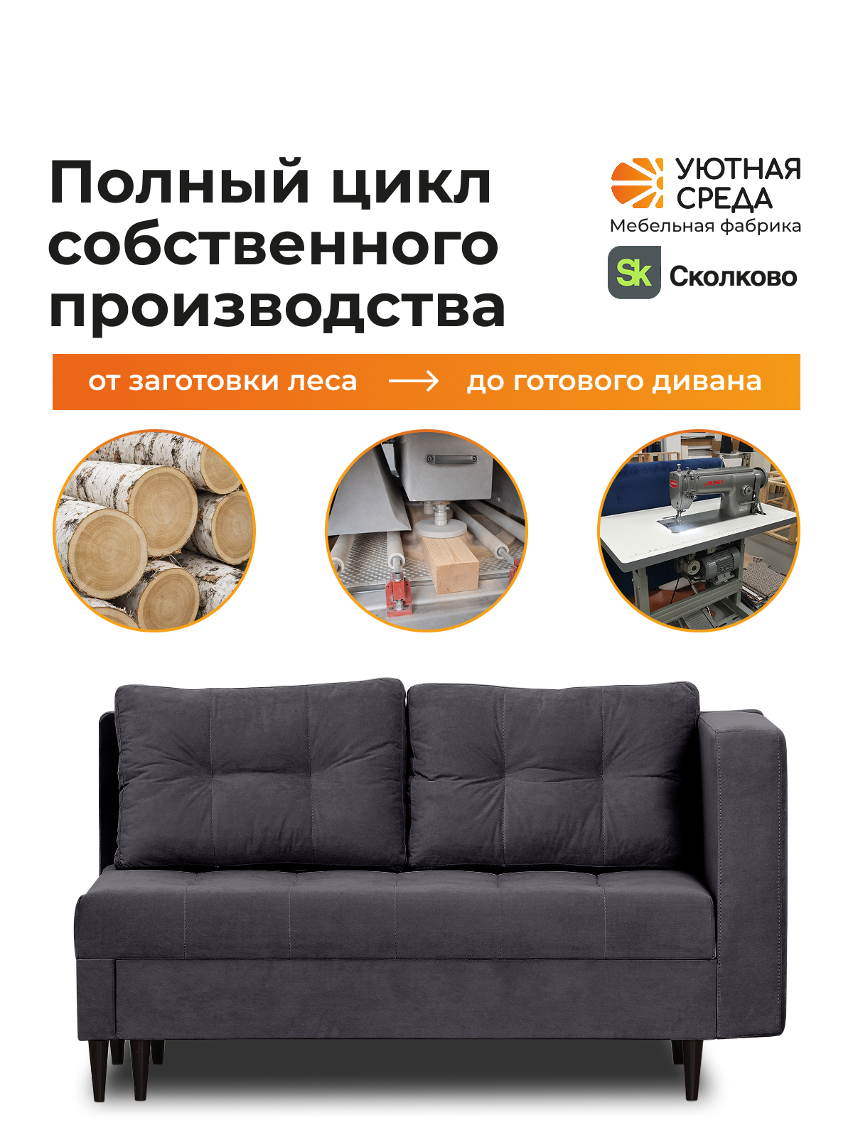 Диван Уютная среда велюр графит черный - фото 18