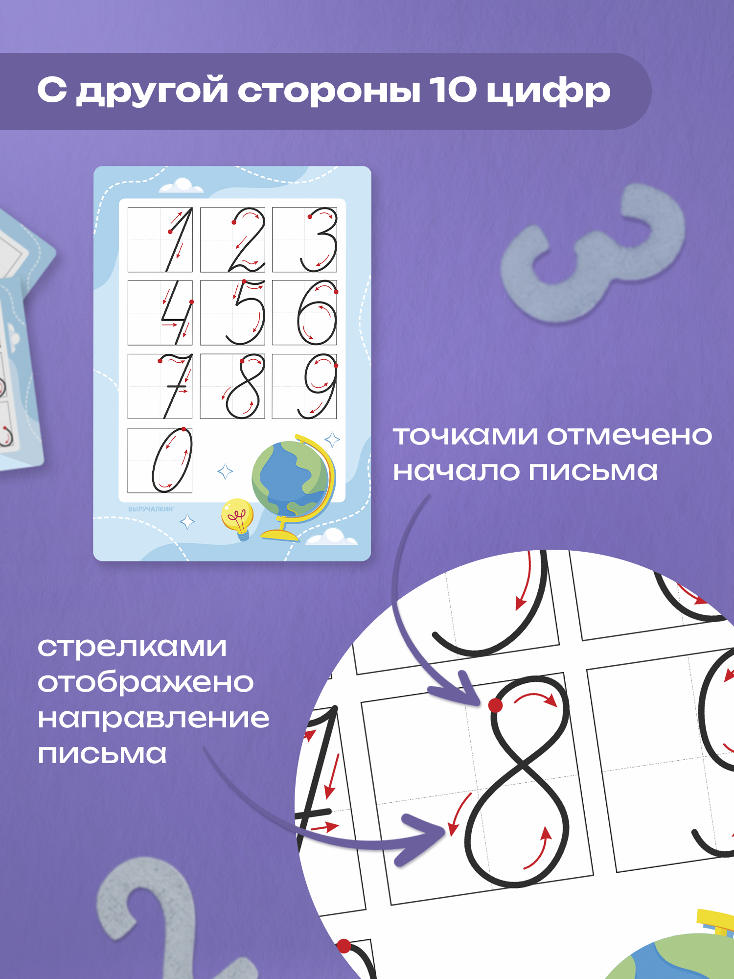 Карточки Выручалкин "Написание букв и цифр", 10 шт - фото 4