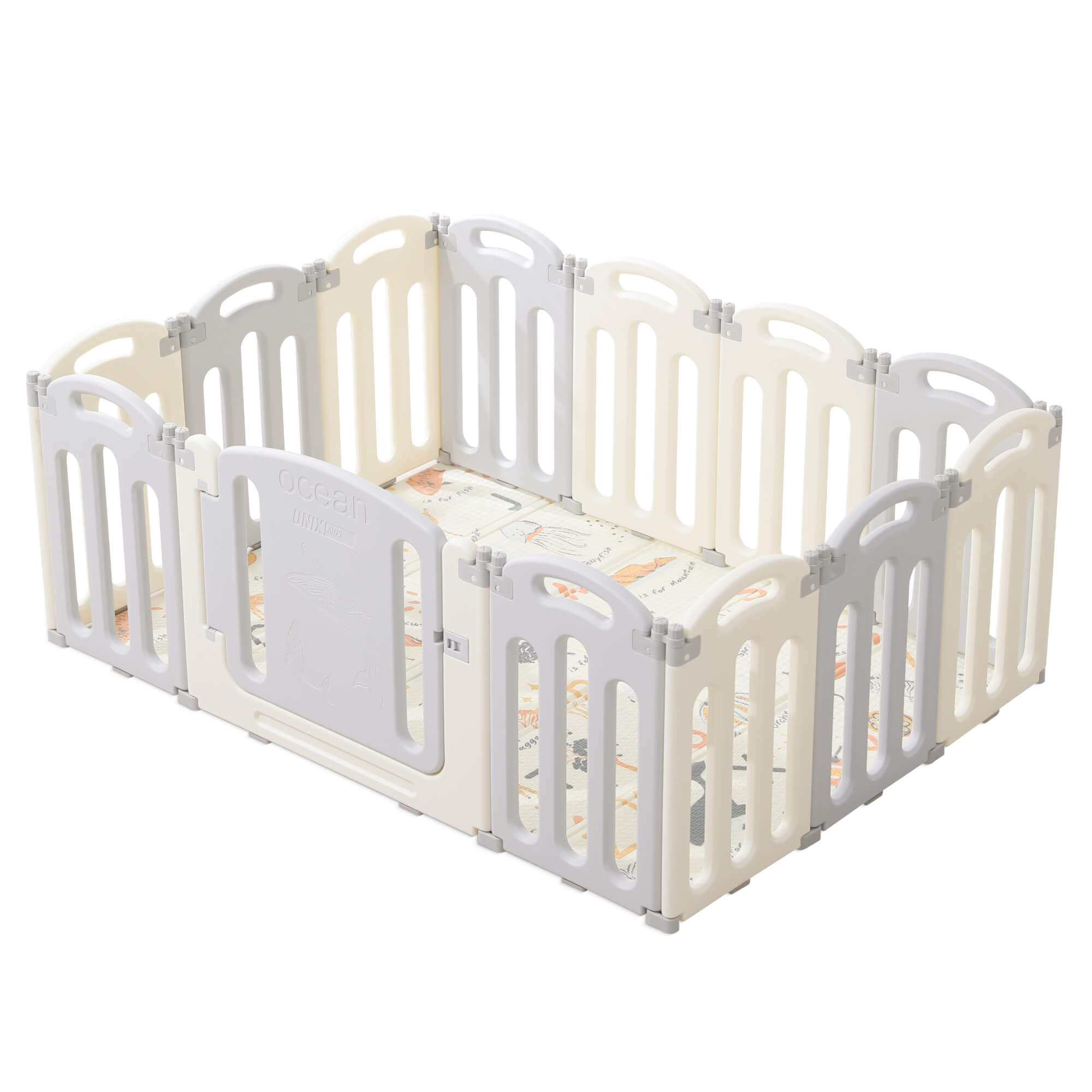 Манеж ширма UNIX Kids Ocean серый POCEAN114GY - фото 11