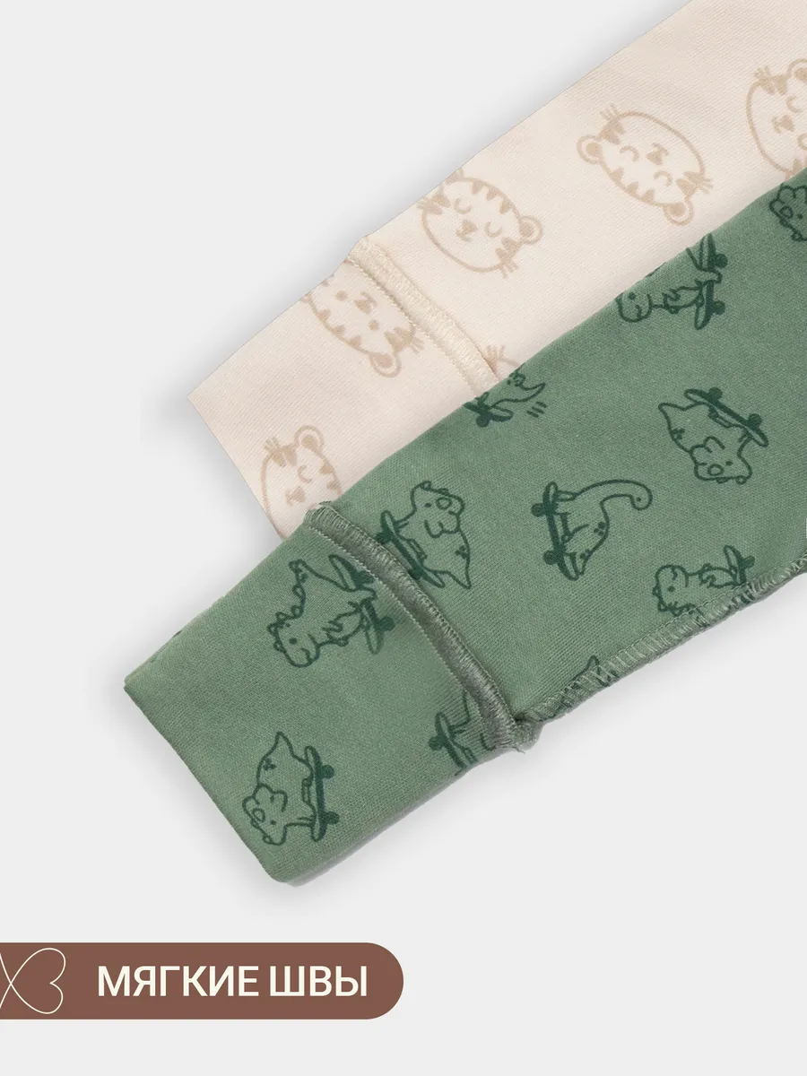 Боди 2 шт Mark Formelle (Марк Формэль) 13016-1-2/тигрята на пудре +динозавры на зеленом - фото 6