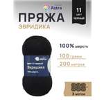 Пряжа Astra Premium Эвридика шерстяная 100 г 200 м 11 черный 3 мотка