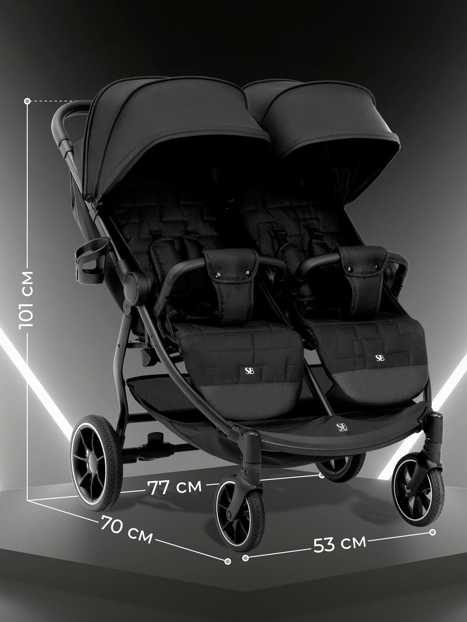 Коляска прогулочная для двойни Sweet Baby Donna Black черный - фото 4