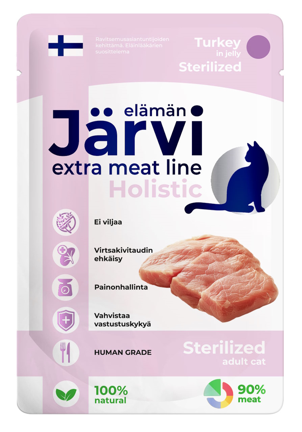 Корм для кошек Jarvi Extra meat line для стерилизованных кусочки в желе индейка 85г пауч - фото 1