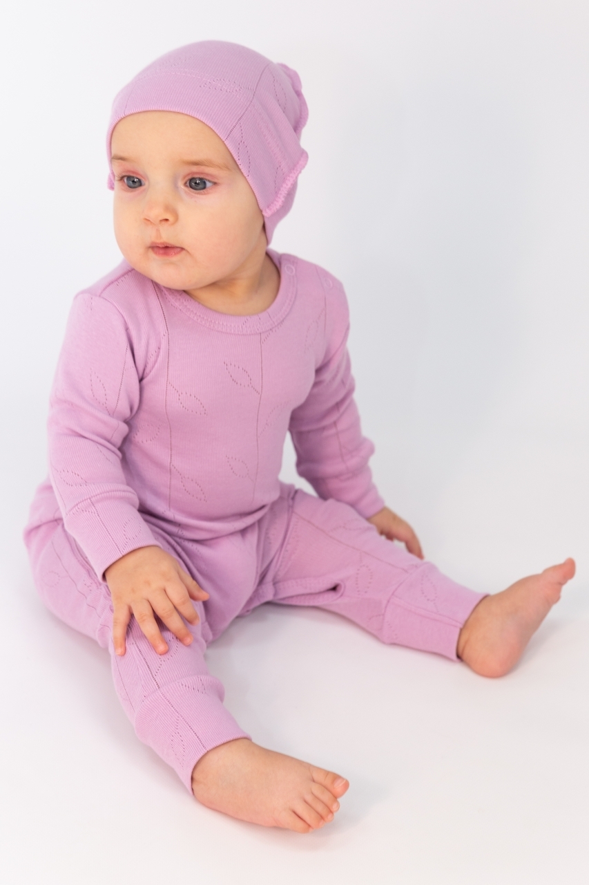 Комбинезон Baby boom К296/7-Р ажурная рибана розово-лиловый - фото 1
