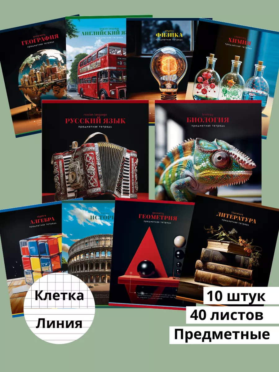 Изображение товара Тетради BG 40 листов 12 шт. Набор предметных тетрадей для школьников и студентов