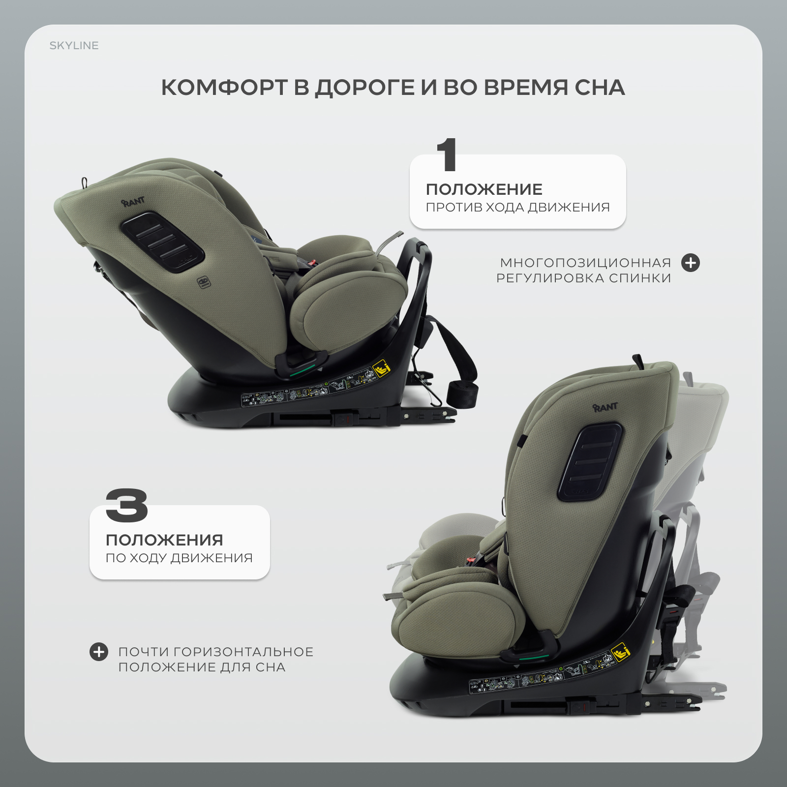 Автокресло Rant Skyline isofix Isofix 0+/1/2/3 (0-36 кг) зеленый - фото 6