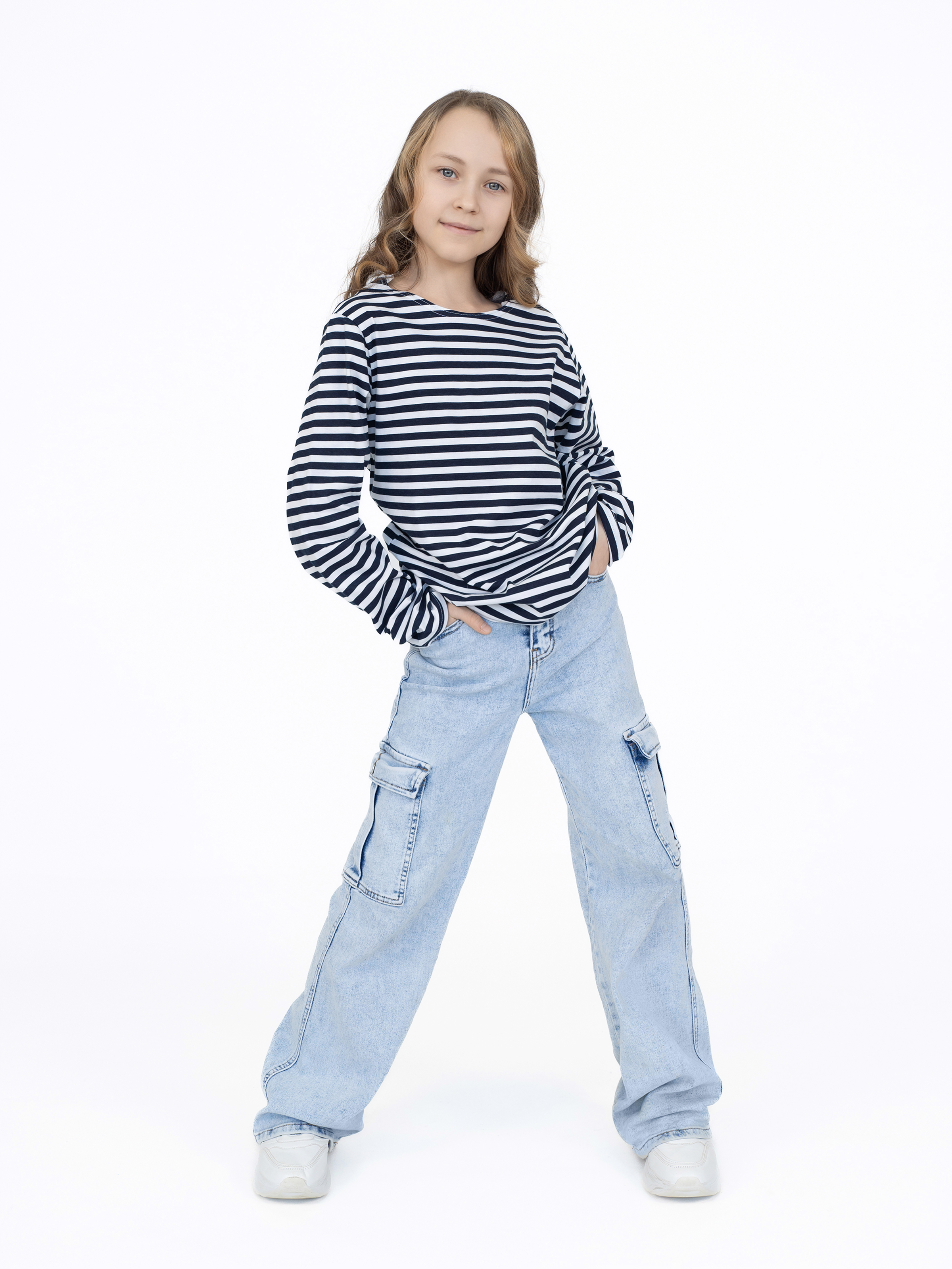 Лонгслив Утенок 516 темно-синий полоска - фото 36