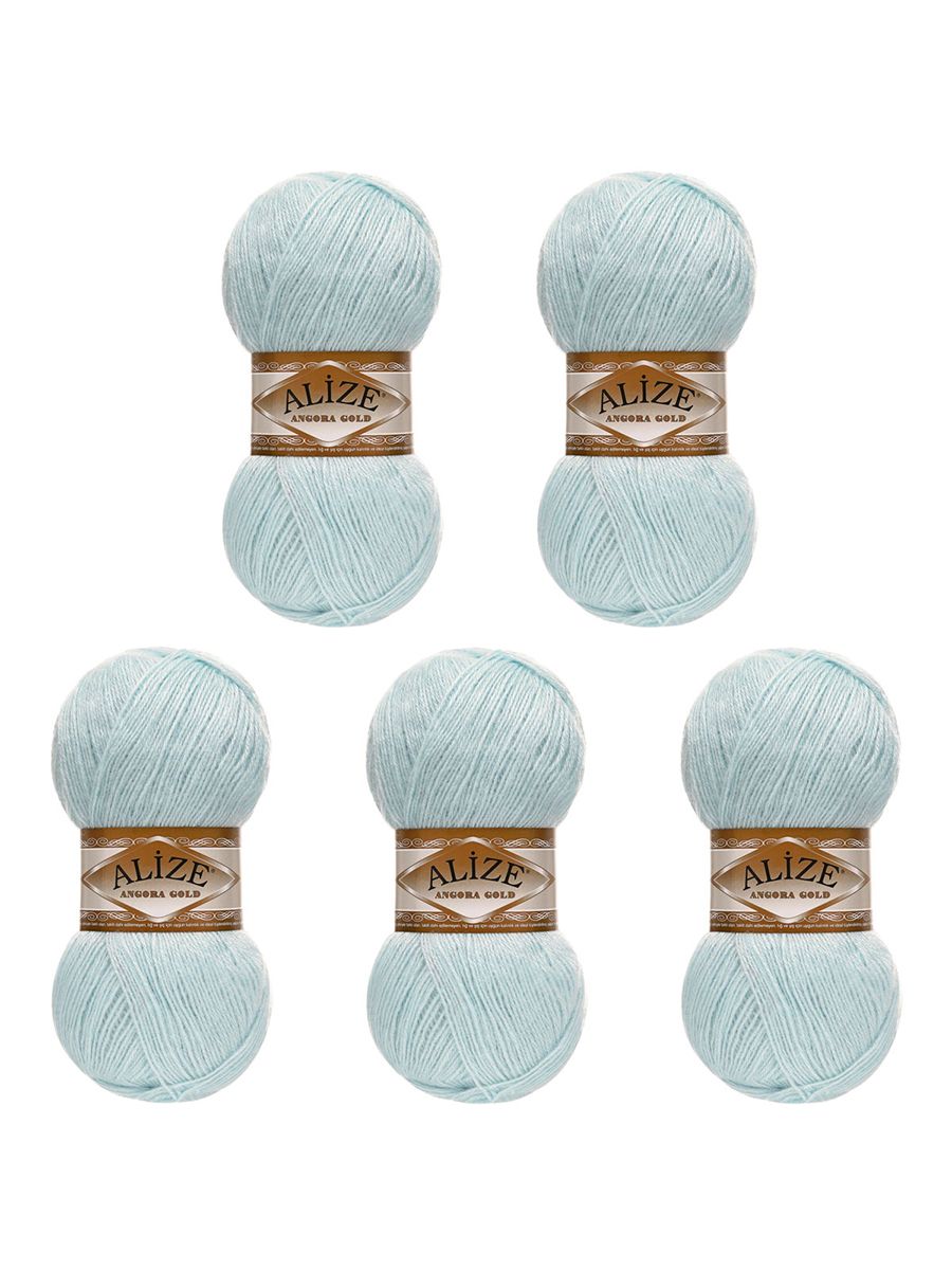 Пряжа Alize мягкая теплая для шарфов кардиганов Angora Gold 100г 550м 5 шт 514 голубой лед - фото 6