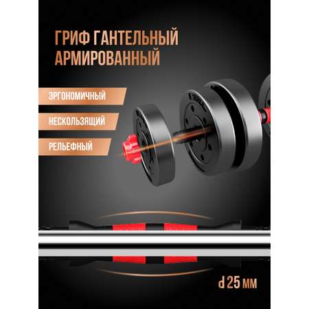 Гантели разборные Perfetto Sport обрезиненные 2 шт с грифом для штанги 20 кг PS-823