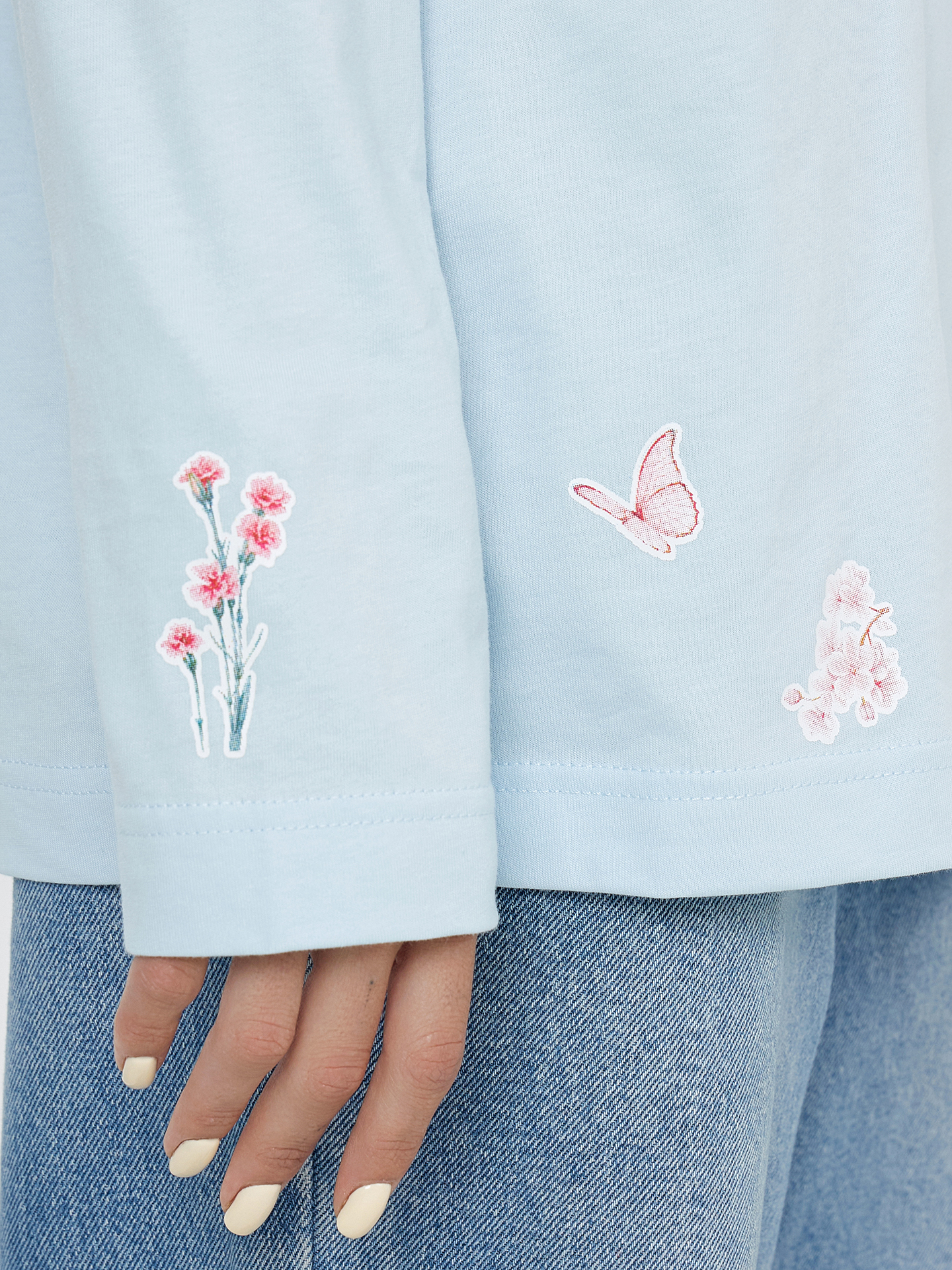 Лонгслив Mark Formelle (Марк Формэль) 122868/голубое небо +печать1 - фото 6