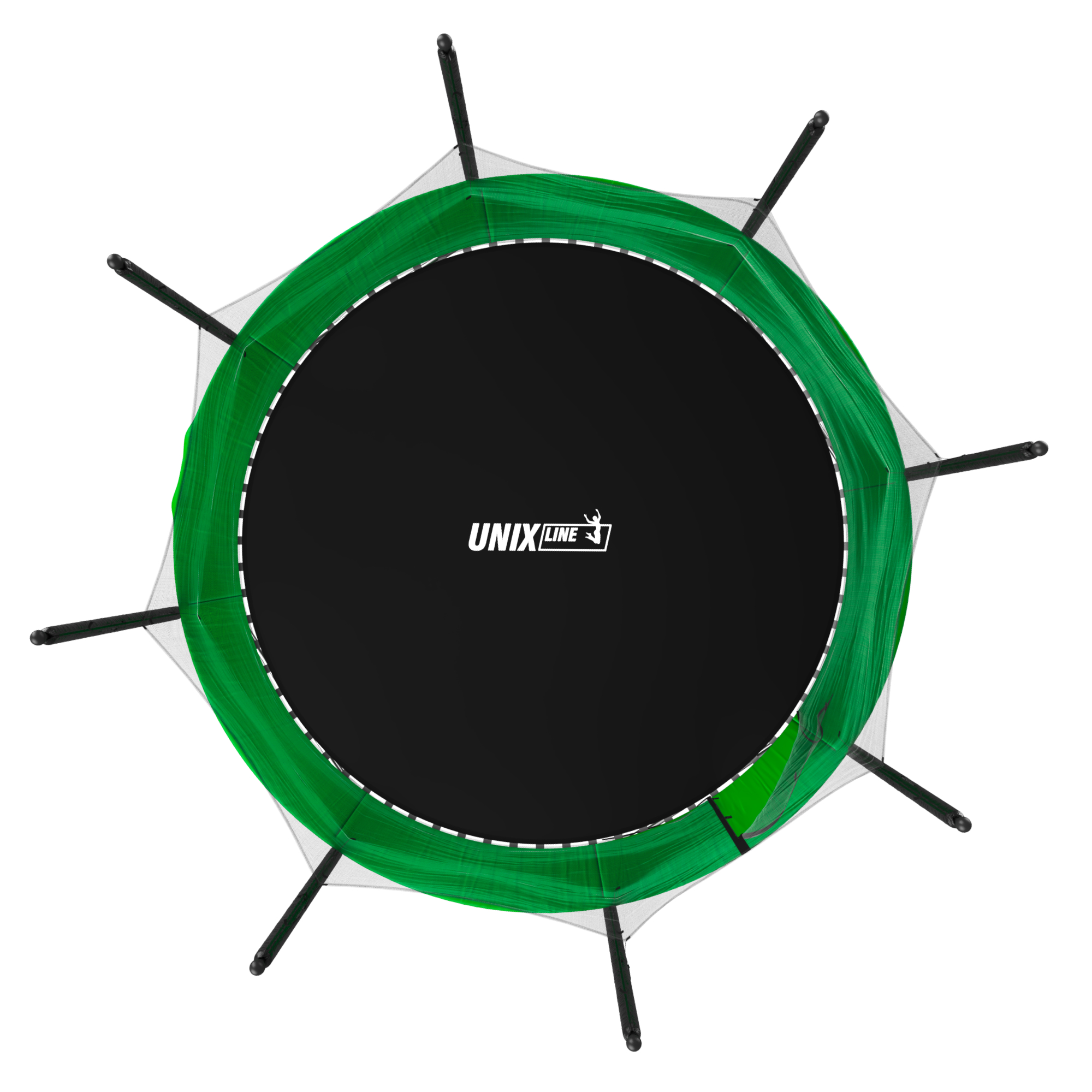 Батут каркасный Simple 12 ft UNIX line Green с внутренней защитной сеткой общий диаметр 366 см до 150 кг - фото 15