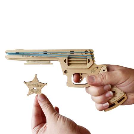 Конструктор HobbyWood Резинкострел Револьвер Койот деревянный