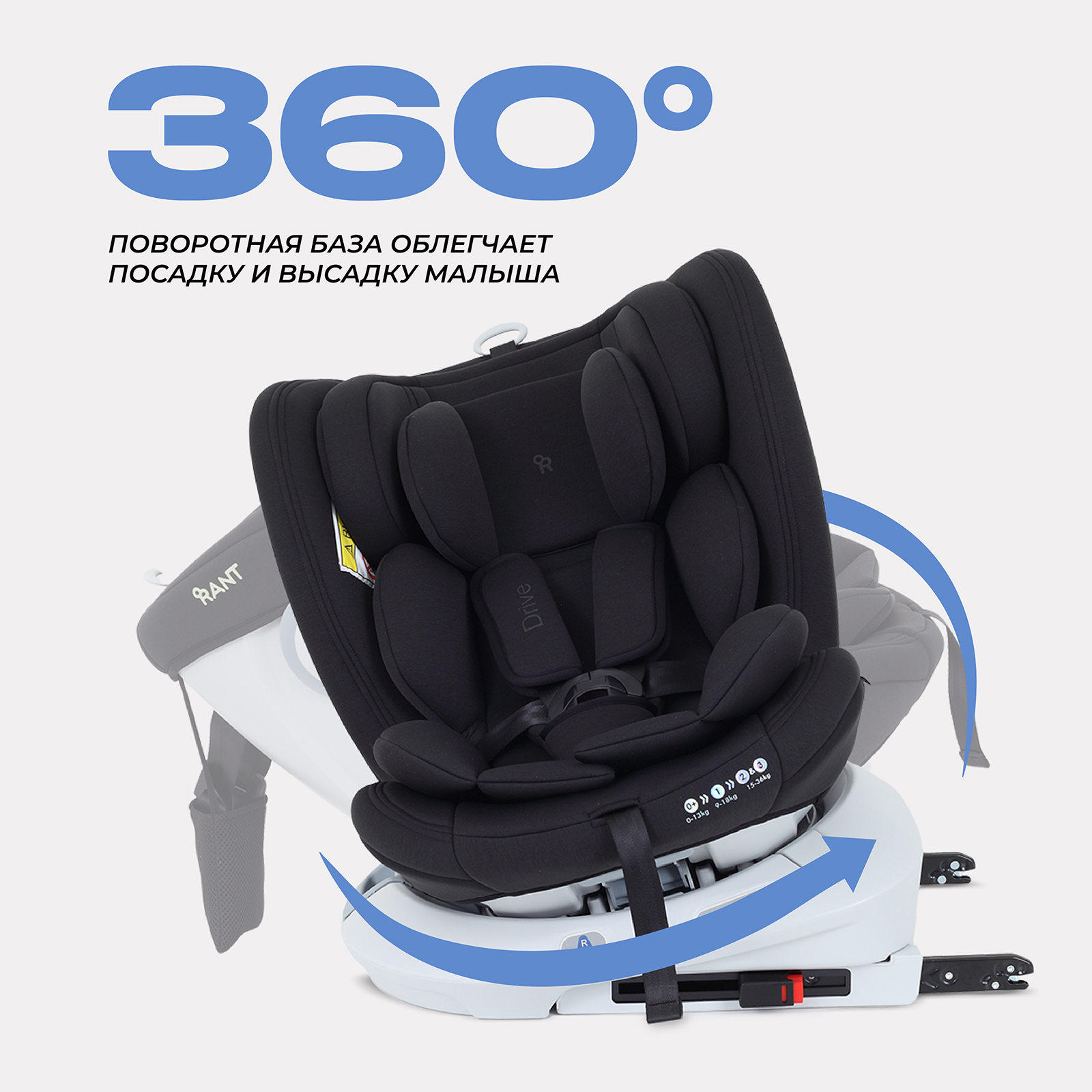 Автокресло Rant Drive Isofix 0+/1/2/3 (0-36 кг) черный - фото 3