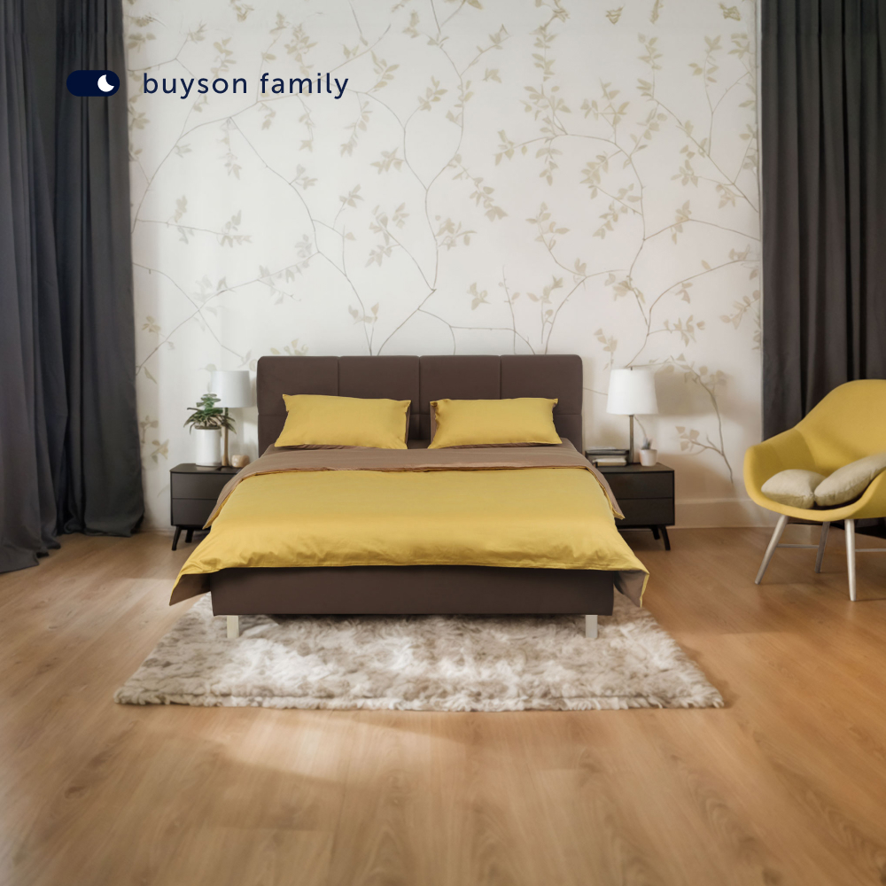 Двуспальная кровать buyson BuyGlory 200х140 коричневая микровелюр - фото 6