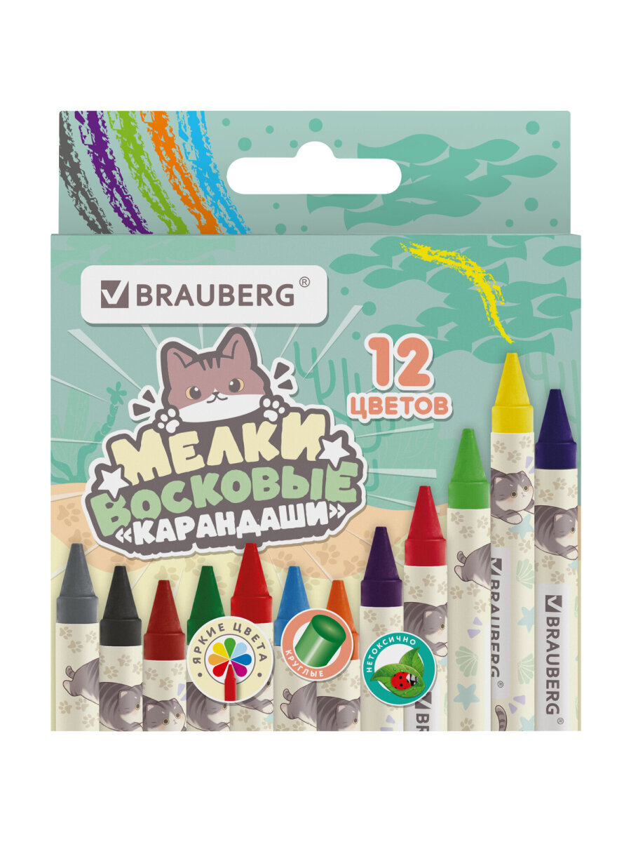 Восковые мелки Brauberg 12 шт. - фото 2