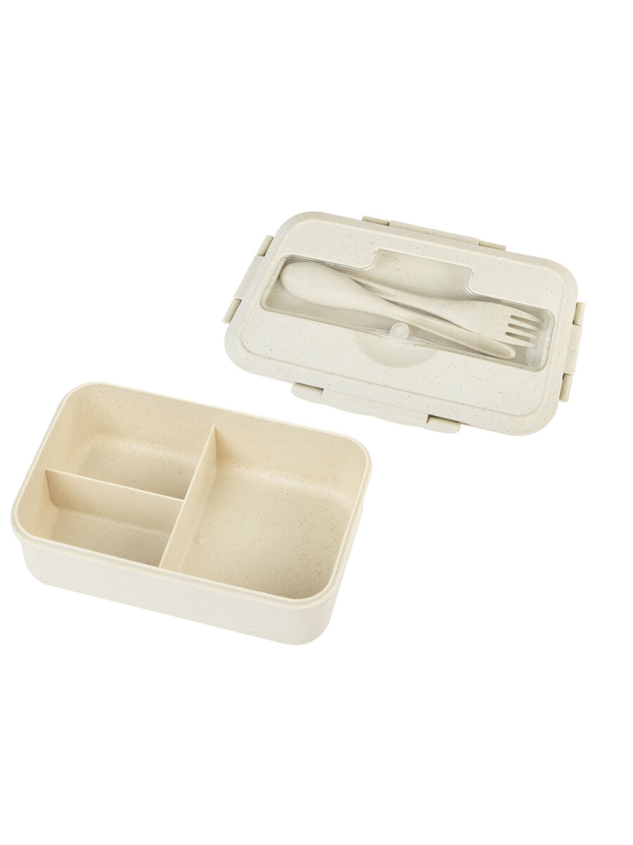 Ланч-бокс Joylux контейнер для еды с 3 отделениями и приборами 1,4 л 8х21х14 см - фото 12