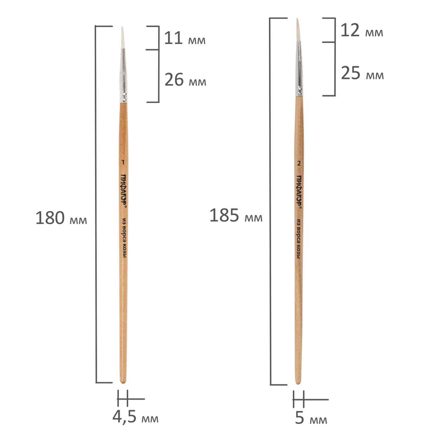 Кисть Пифагор 5 шт. (коза) - фото 4