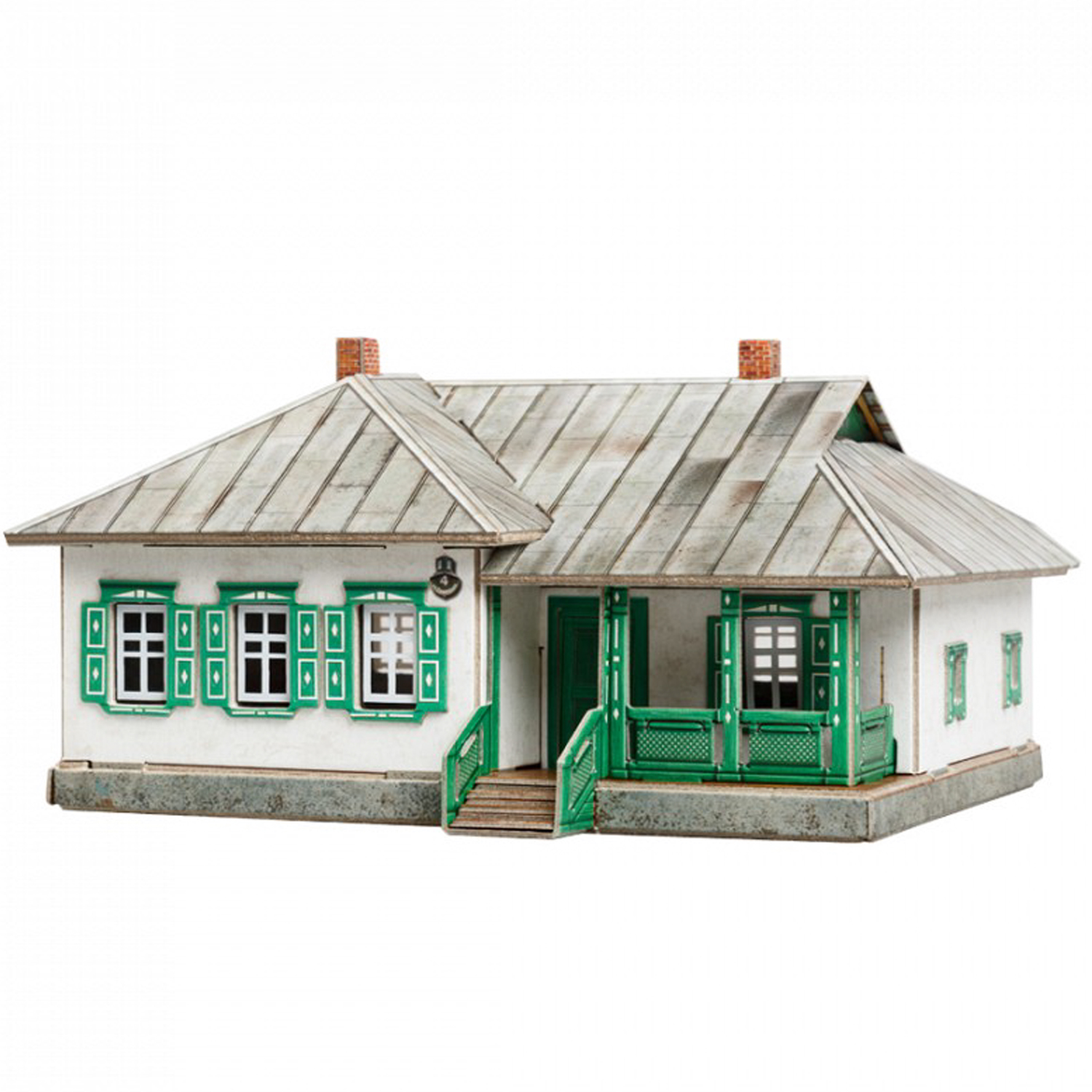 Игрушка из картона Умная бумага Железная дорога. Сельский дом 2 496 496 - фото 1