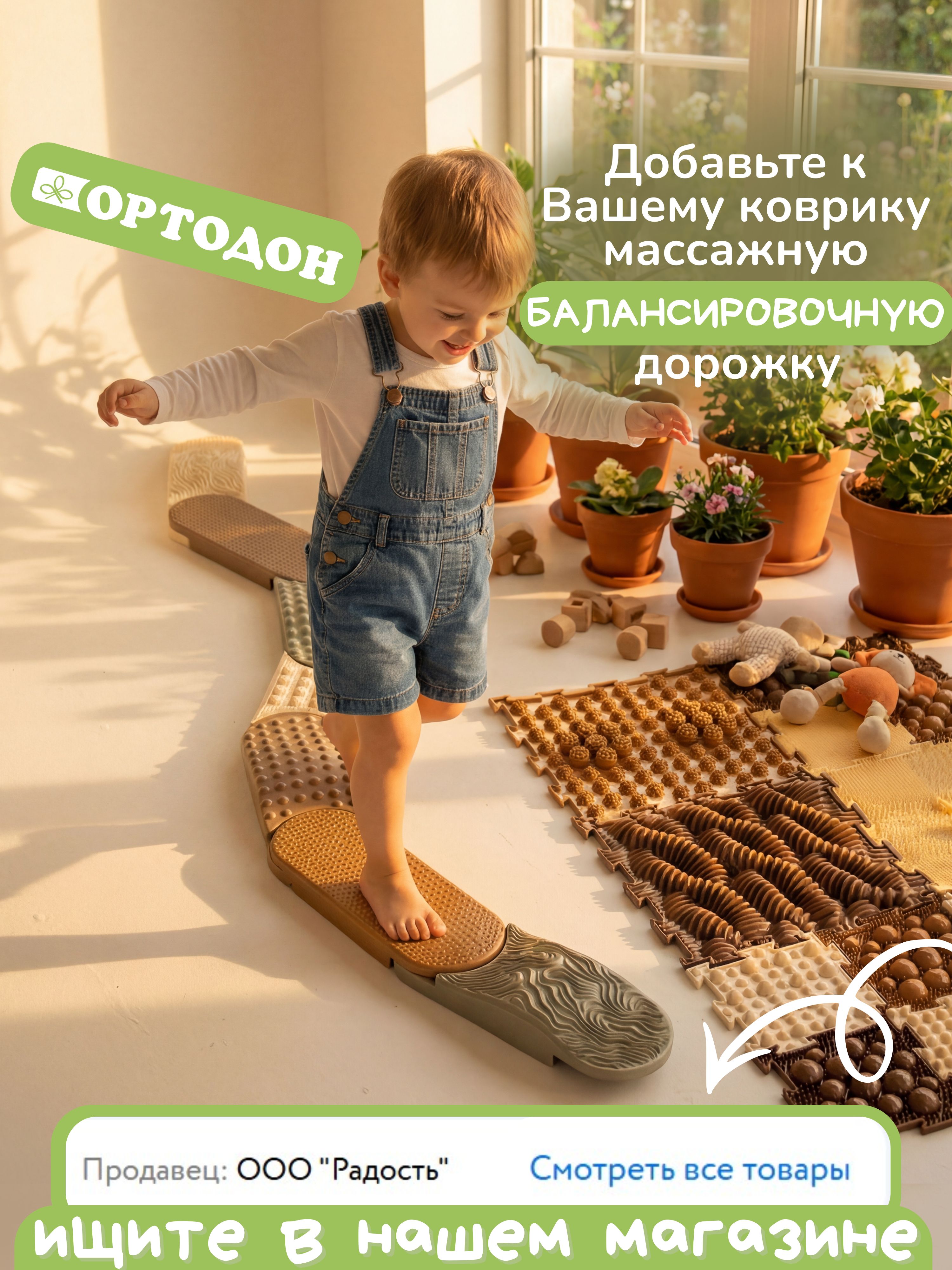 Коврик-пазл Ортодон массажный развивающий детский 26 x 122 см - фото 2