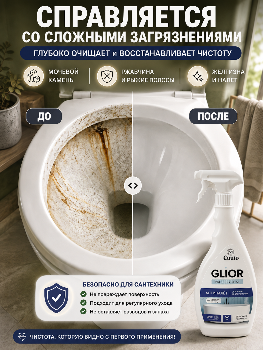 Чистящее средство Cuuto Glior 500 мл для сантехники - фото 3