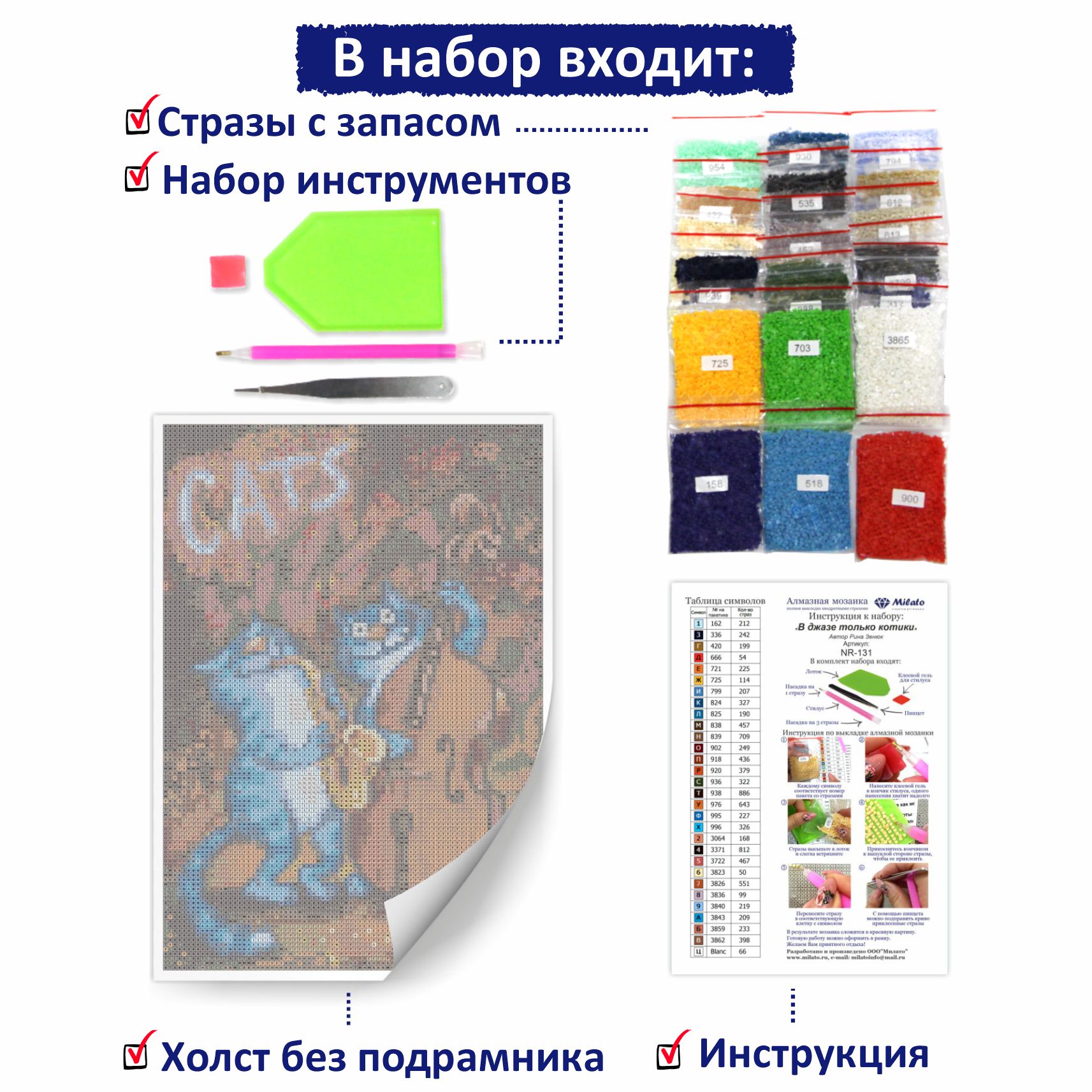 Алмазная мозаика Милато В джазе только котики - фото 3