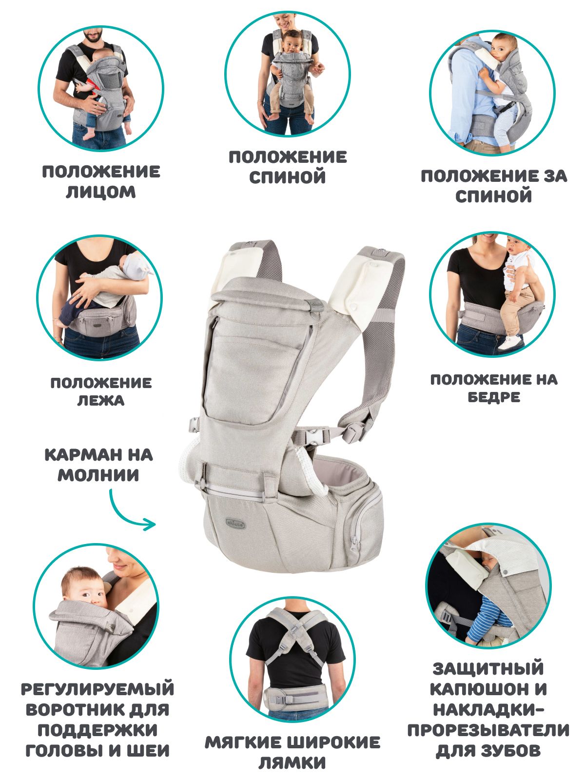 Эргорюкзак Chicco для малышей от 0 мес 3 в 1 бежевый - фото 1