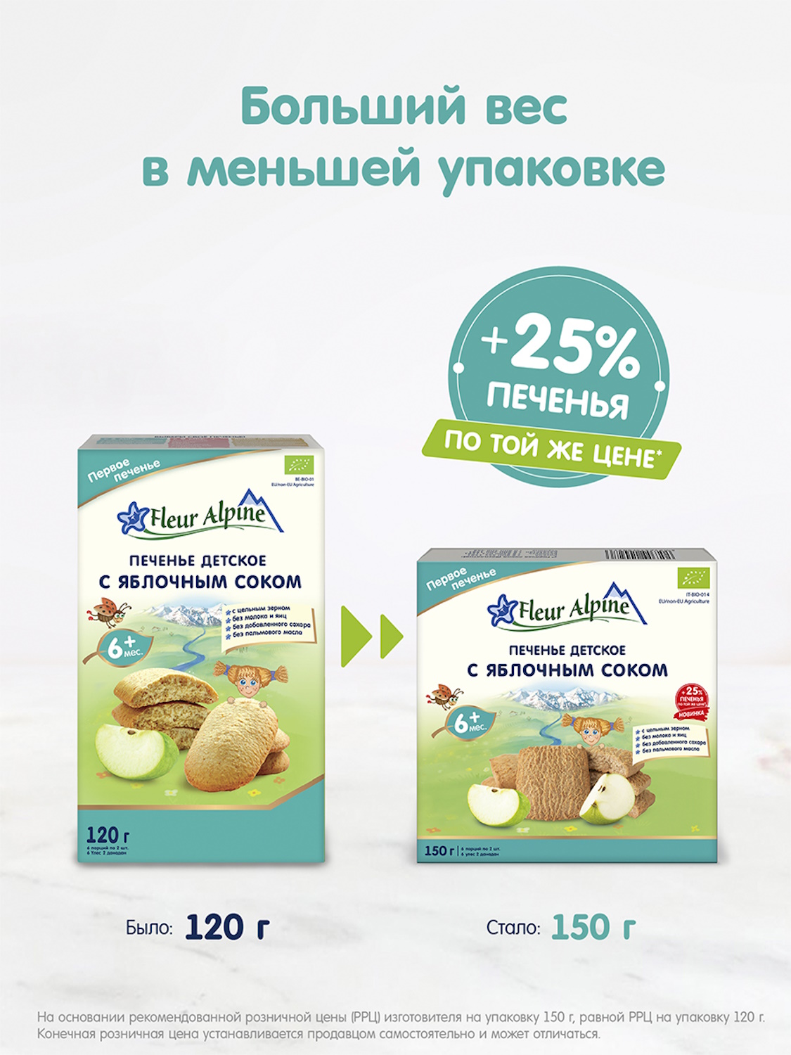 Печенье Fleur Alpine детское Первое с яблочным соком 150г с 6мес - фото 3