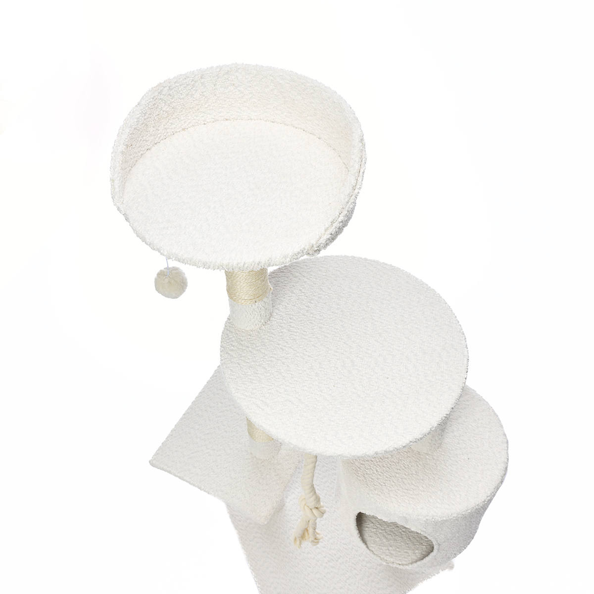 Дом-когтеточка для кошек Не один дома Boucle белый 45*45*112см - фото 8