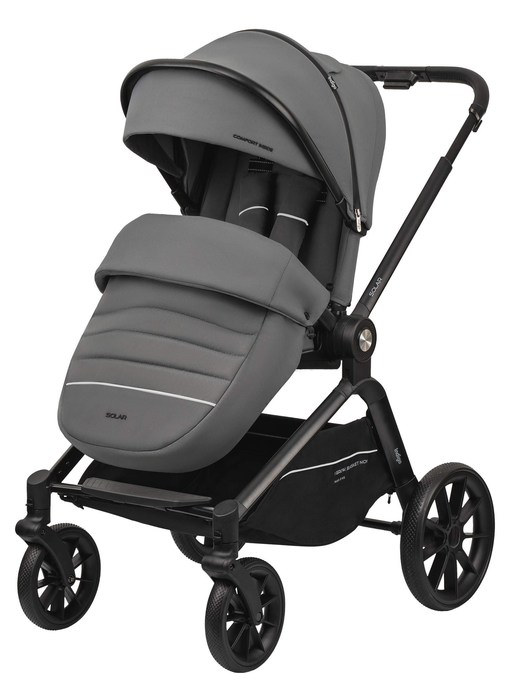 Коляска 3в1 Indigo Solar серый - фото 11