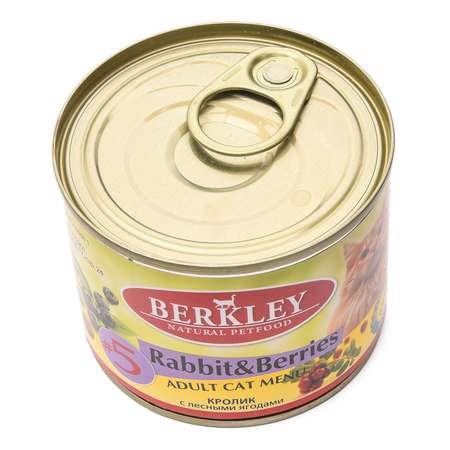 Корм влажный для кошек Berkley 200г №5 кролик с лесными ягодами консервированный