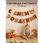 Гирлянда-растяжка Mimibabybook С Днем Рождения коричневая