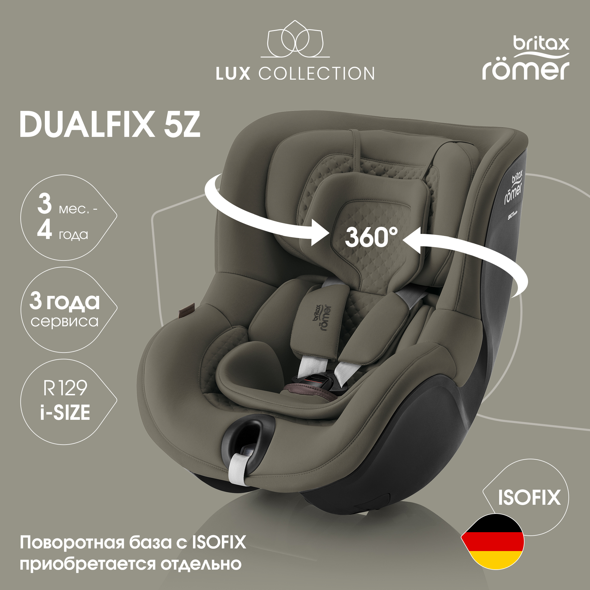 Автокресло Britax Roemer Dualfix 5Z Lux Urban Olive 0+/1 (0-18 кг) хаки - фото 1