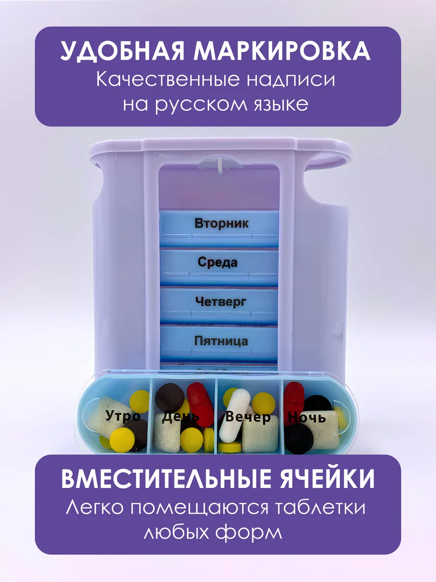Таблетница на неделю AXLER органайзер для таблеток - фото 4